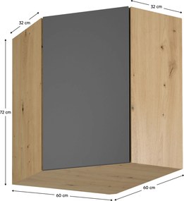 Felső szekrény, artisan tölgy/szürke matt, LANGEN G60N