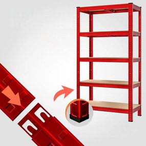 HEAVY nagy teherbírású polc, max. 875kg, 180×90×40cm, piros Monzana