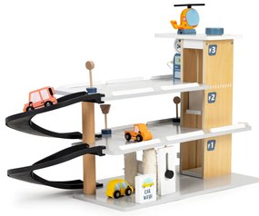 Nagy fa garázs lifttel autók helikopter autómosó