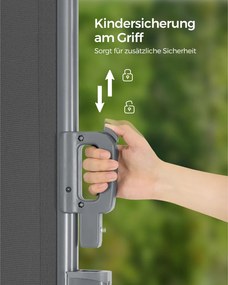 Oldalsó terasznapellenző, belátásgátló, szürke, 280 g/m² 200 x 350 cm