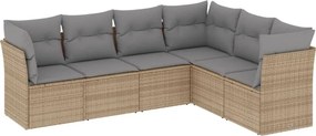 vidaXL 6 részes bézs polyrattan kerti ülőgarnitúra párnával