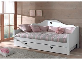 Fehér borovi fenyő gyerekágy kihúzható pótággyal, tárolóhellyel 90x200 cm AMORI – Vipack