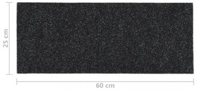 15 db fekete négyszögletes öntapadó lépcsőszőnyeg 60 x 25 cm