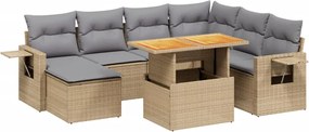vidaXL 8 részes bézs polyrattan kerti ülőgarnitúra párnával