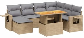 vidaXL 8 részes bézs polyrattan kerti ülőgarnitúra párnával