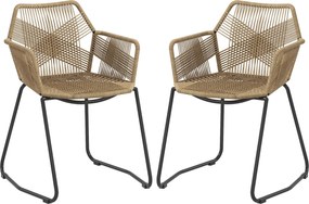 HOMCOM 2 db Étkezőszék Konyhai Szék Rattan Design Bohém Stílus Acél Alap 56 x 59 x 74 cm | Aosom