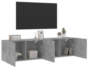 2 db betonszürke falra szerelhető TV-szekrény 80 x 30 x 41 cm