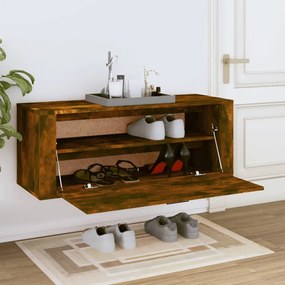 füstös tölgy színű szerelt fa fali cipősszekrény 100x35x38 cm