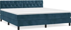 vidaXL sötétkék bársony rugós ágy matraccal 160x200 cm