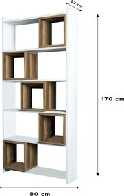 Box könyvespolc, fehér-dió, 80 cm