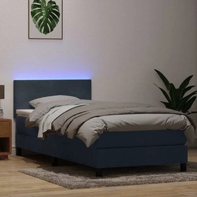 sötétszürke bársony rugós ágy matraccal 80x210 cm