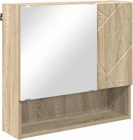 vidaXL Tükörszekrény tárolóval Sonoma tölgy 59 x 17 x 55 cm Faanyag