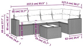 6 részes barna polyrattan kerti ülőgarnitúra párnával