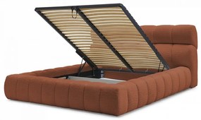 Narancssárga kárpitozott ágyneműtartós franciaágy ágyráccsal 160x200 cm Mont Blanc – Bobochic Paris