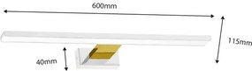 SHINE LED fürdőszobai tükörvilágítás, 13,8 W, 230 V, 60 cm, IP44, fehér/arany