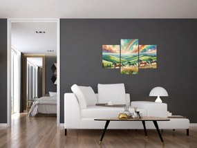 Kép – Vágtázó lovak a tájban (90x60 cm)