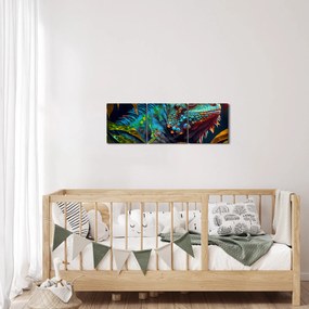 Kép - Színes leguán (órával) (90x30 cm)