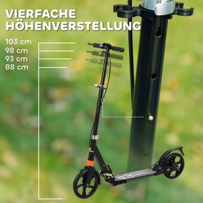 AIYAPLAY gyerek roller állítható kormányokkal, összecsukható roller, acél, fekete