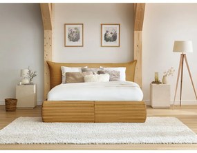 Sárga kárpitozott ágyneműtartós franciaágy ágyráccsal 180x200 cm Jade – Bobochic Paris