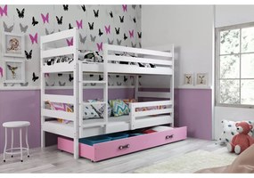 Gyerek emeletes ágy ERYK 80x160 cm - fehér Rözsaszín