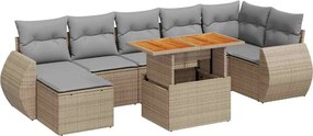 vidaXL 8 részes bézs polyrattan kerti ülőgarnitúra párnával