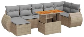 vidaXL 8 részes bézs polyrattan kerti ülőgarnitúra párnával