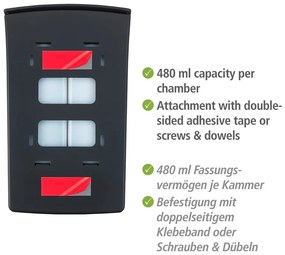 Fekete fali műanyag szappanadagoló 0.96 l Tartas – Wenko