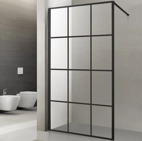 Viva AQUA Max WALK IN Zuhanyfal - FEKETE mintás - FEKETE profil - 8 mm NANO üveg - 100 x 200 cm