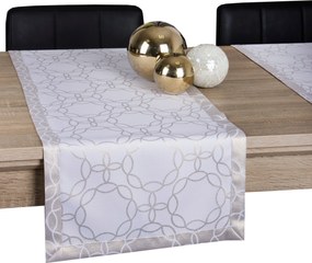 Modern dekoratív asztali futó 60x120 cm folttaszító, fehér-arany csíkkal