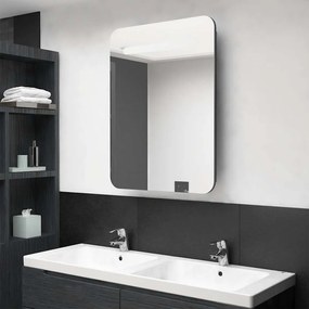 fényes szürke LED-es tükrös fürdőszobaszekrény 60 x 11 x 80 cm