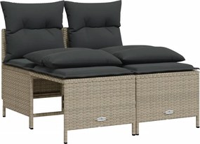 vidaXL 4 részes világosszürke polyrattan kerti ülőgarnitúra párnákkal