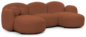Terrakotta színű buklé sarokkanapé (U alakú) Orbit – Ropez