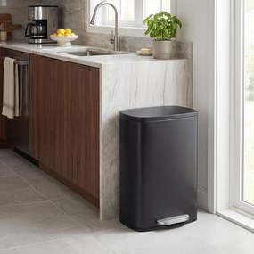 SONGMICS pedálos konyhai szemetes, 50L, lágy záródás, fekete