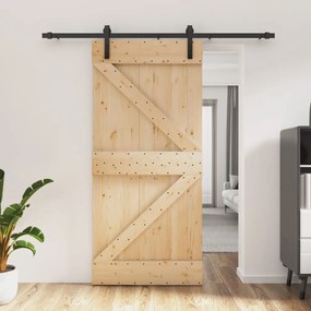 tömör fenyőfa tolóajtó fémszerelék szettel 95 x 210 cm
