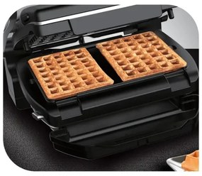 Tefal OPTIGRILL+ INOX WAFFLES kontakt grill 2000W fekete/krom