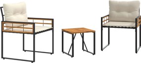 vidaXL Kültéri Bútor Szett párnával 3 pcs Krém