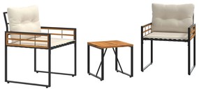 vidaXL Kültéri Bútor Szett párnával 3 pcs Krém