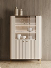 Vesper négyajtós vitrin 103 cm - kasmír / dió / arany lábak