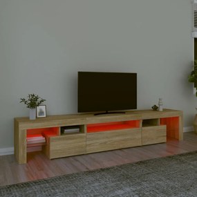 sonoma tölgy színű TV-szekrény LED-lámpákkal 215x36,5x40 cm