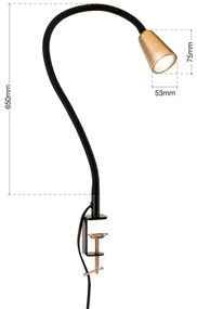 Orion - Állítható csíptetős asztali lámpa DOTTY 1xGU10/10W/230V sárgaréz/fekete