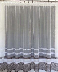 Mg Függöny 618/300 fehér/barna 200x160cm Kész Szalaggal Skr