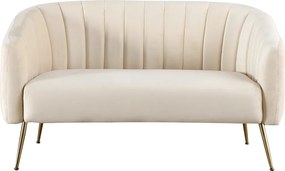 Design kétszemélyes kanapé, bézs Velvet szövet/gold króm-arany, BAGY