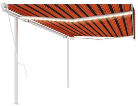 narancssárga-barna szélérzékelős és LED-es napellenző 5 x 3 m
