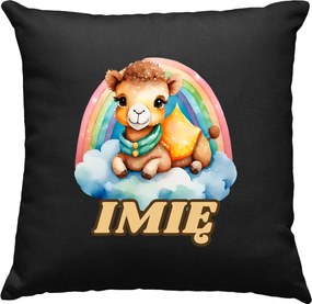 Gyerek párna Láma szivárvány +Név fekete
