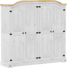 vidaXL fehér Corona tömör fenyőfa ruhásszekrény 194 x 52 x 186 cm