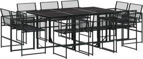 vidaXL 11 részes fekete polyrattan kerti étkezőgarnitúra