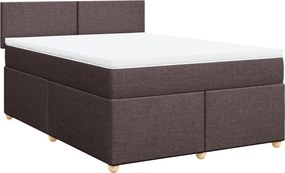 vidaXL sötétbarna szövet rugós ágy matraccal 160 x 200 cm