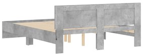 betonszürke ágykeret fejtámlával és LED-del 150x200 cm
