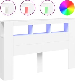 vidaXL fehér szerelt fa LED-es fejtámla 160x18,5x103,5 cm