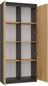 MIX RS-80 Bily gardróbszekrény, antracit-tölgy